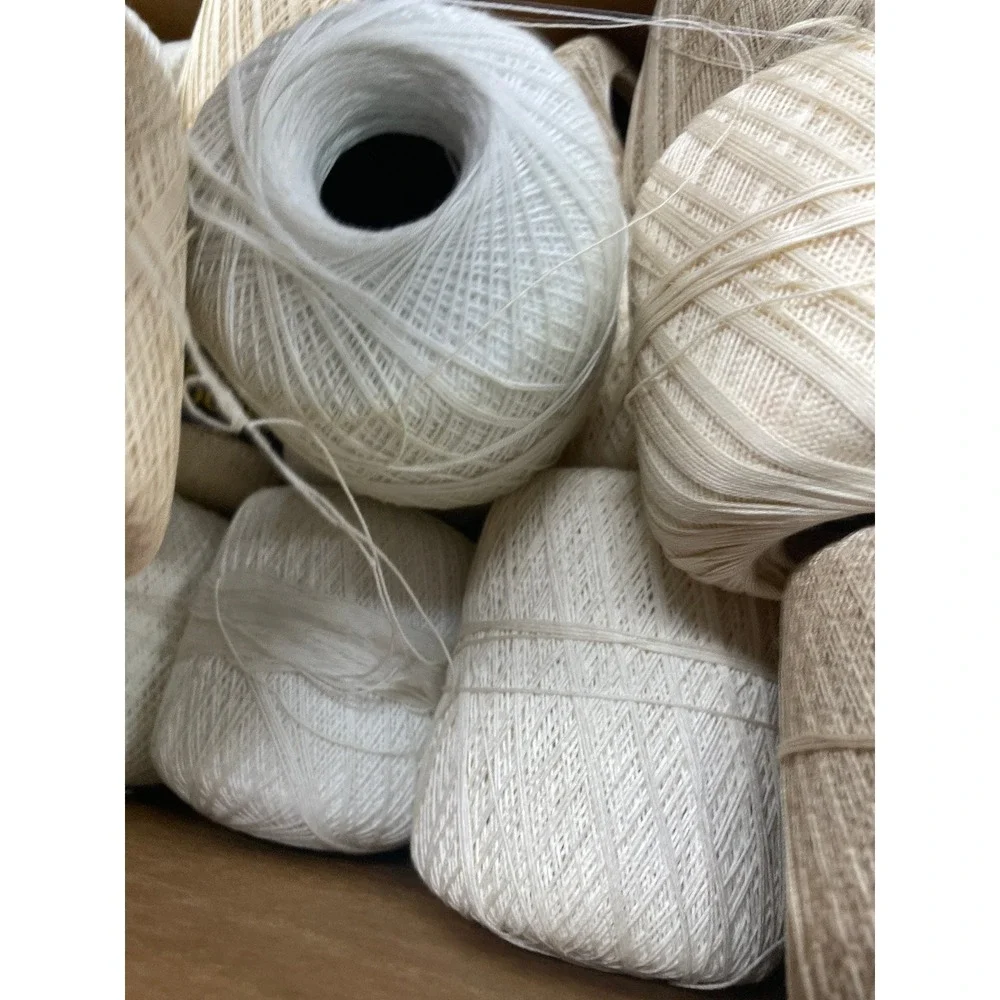 Lot of Polyester Crochet Thread White Cream Beige Assorted Shades Yarn Craft